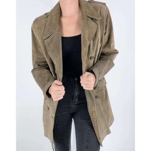 Vintage Jackets & Blazers - SOLD OUT Vintage BB Dakota Leather Suede Trench Coat Size Small